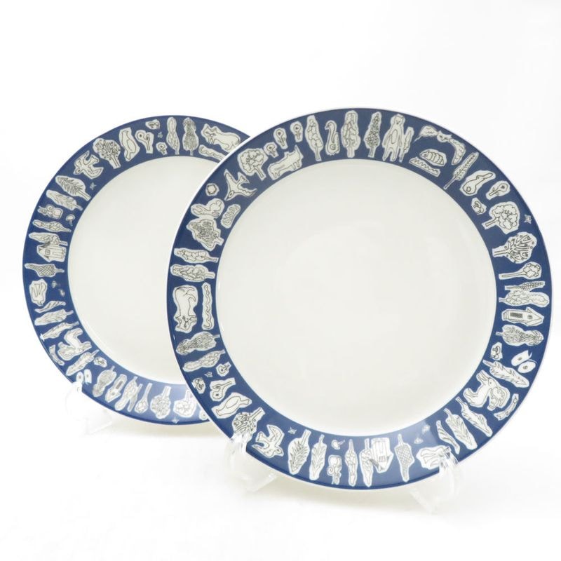 iittala×MINA PERHONEN イッタラ×ミナペルホネン フォレストライフ 中皿 2枚 ペア 21cmプレート パン ケーキ 北欧 SM5248K2 【中古】