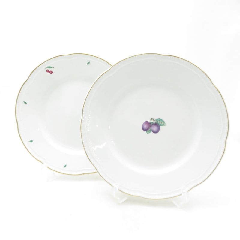 Richard Ginori リチャードジノリ ボンジョルノチェリー&プルーン 大皿 2枚 25cmプレートセット ディナー 金彩 SU14123K1 【中古】
