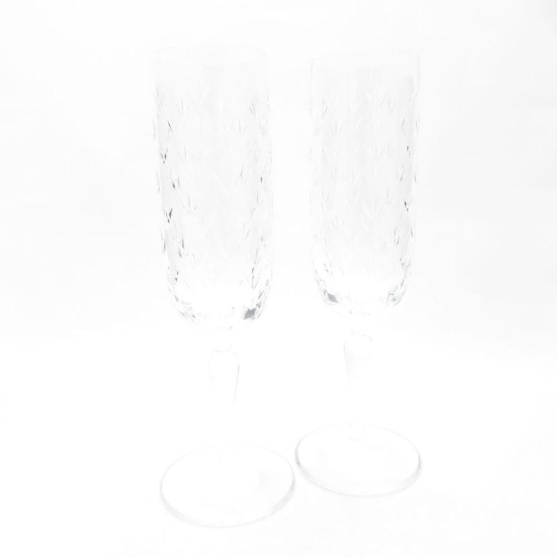 美品 TIFFANY＆Co. ティファニー フローレット シャンパングラス 2客 ペア クリア H21 SU14204B2 【中古】