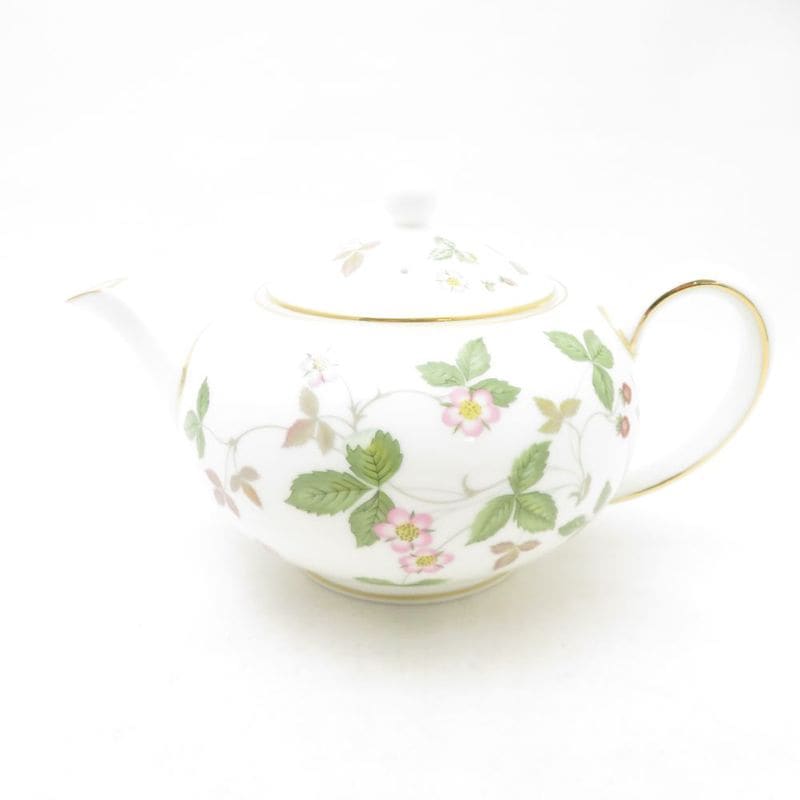 美品 WEDGWOOD ウェッジウッド ワイルドストロベリー ティーポット Sサイズ 600ml 茶器 金彩 英国 SU14170J1 【中古】