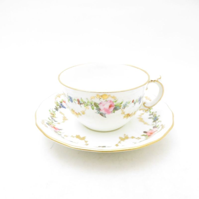 美品 Royal Crown Derby ロイヤルクラウンダービー 1891-1921 オスマストン・ロード工場製造 カップ＆ソーサー アンティーク 英国 紅茶 ティー コーヒー SU14158A2 【中古】