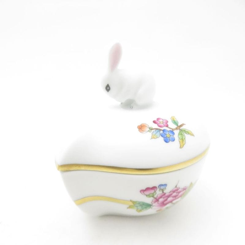 美品 Herend ヘレンド ヴィクトリアゴールド 干支うさぎ2023 小物入れ ウサギつまみ 小筺 小筐 ボンボニエール SU14164A2 【中古】