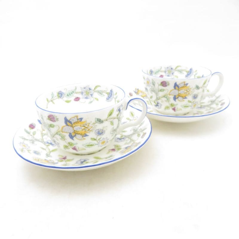 美品 MINTON ミントン ハドンホールブルー カップ＆ソーサー 2客 ペア SM5204D2 【中古】