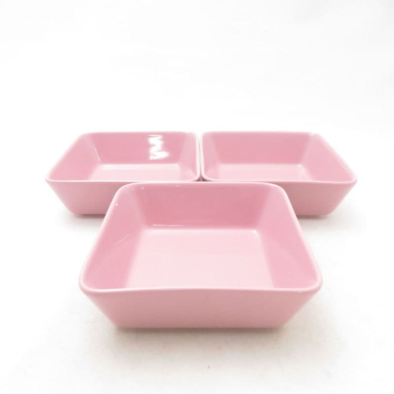 未使用 iittala イッタラ ティーマ スクエアプレート 3枚 セット 12cm ローズ トレイ 小皿 SC11187D2 【中古】