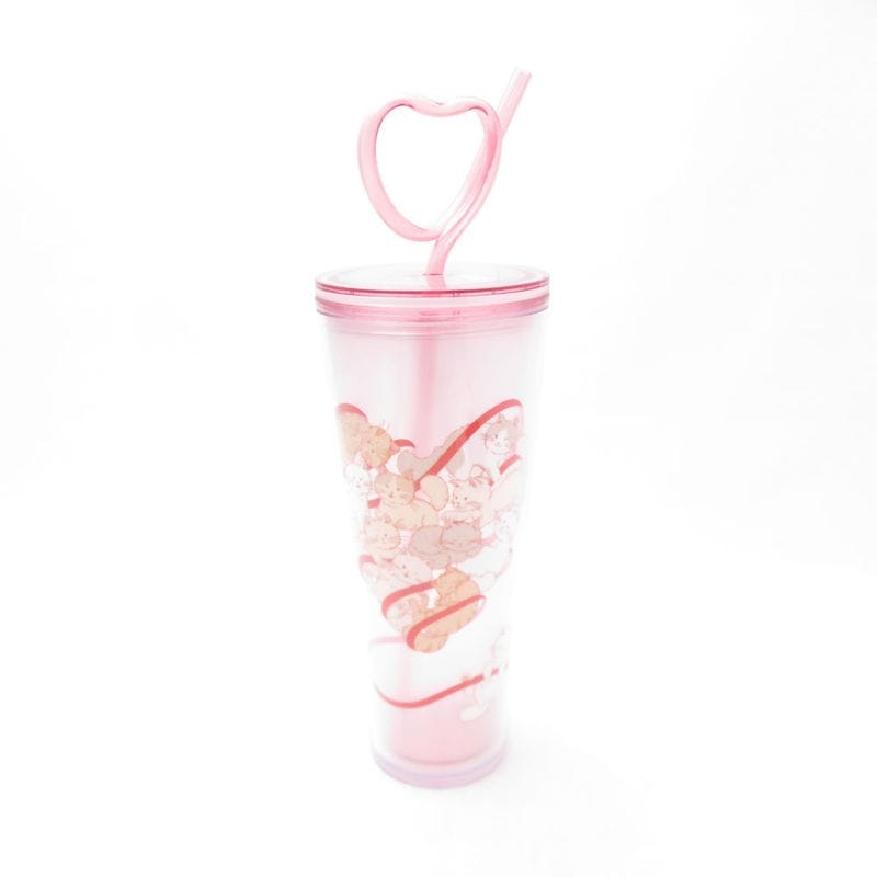 美品 STARBUCKS スターバックス 2025 バレンタイン コールドカップタンブラー 710ml スタバ 猫 ねこ ハートストロー SC11207D1 【中古】