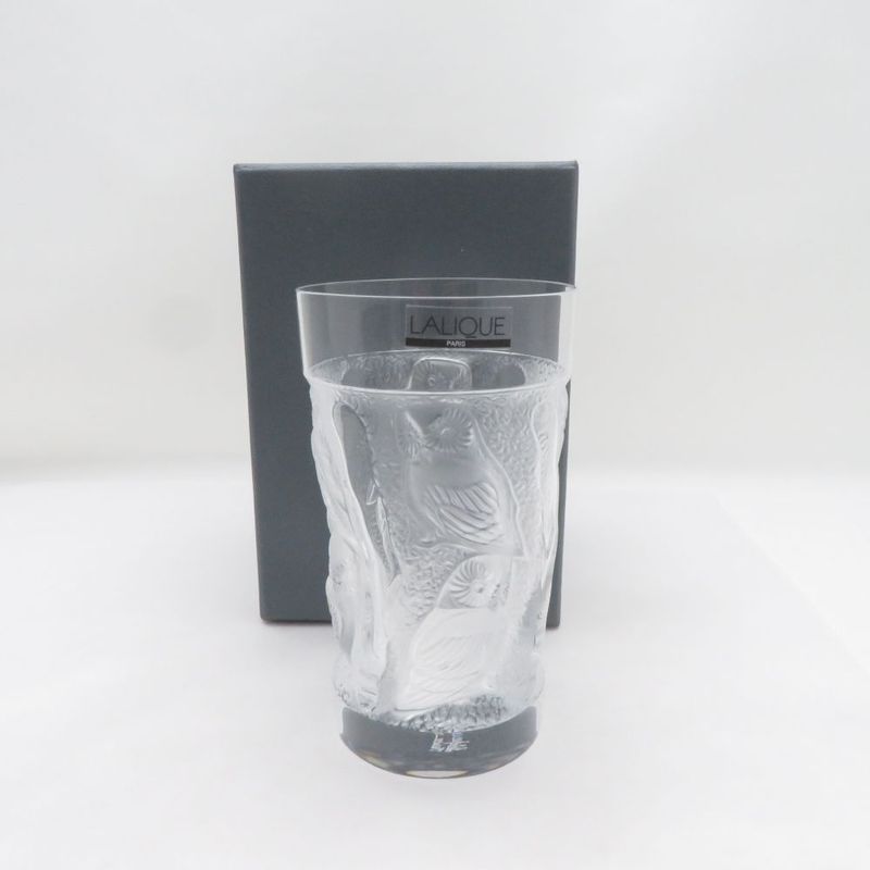 未使用 LALIQUE ラリック ユロット ハイボールタンブラー フロステッドクリスタル トール H12.5 梟 ふくろう フクロウ SU14311A3 【中古】