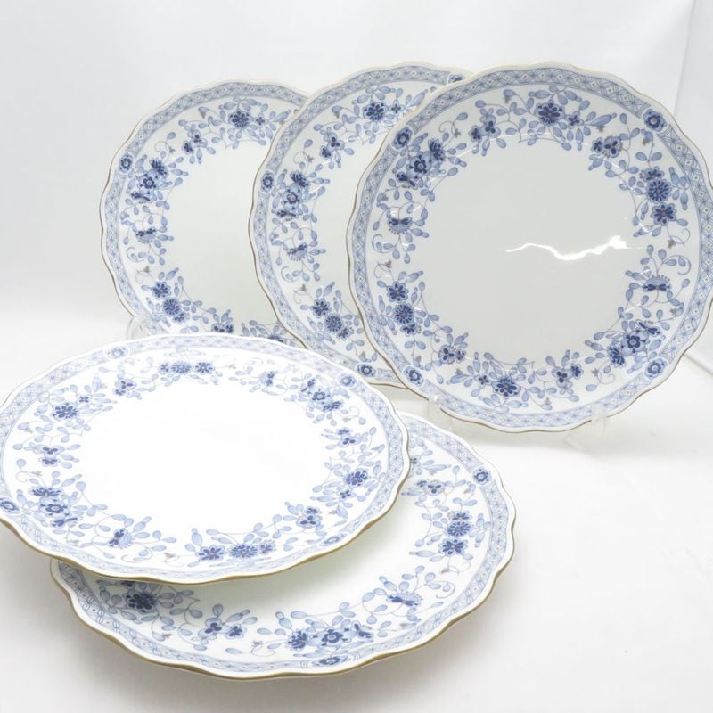 NARUMI ナルミ ミラノ 大皿 5枚 27cmプレートセット ディナー 花柄 金彩 SU14103B4 【中古】