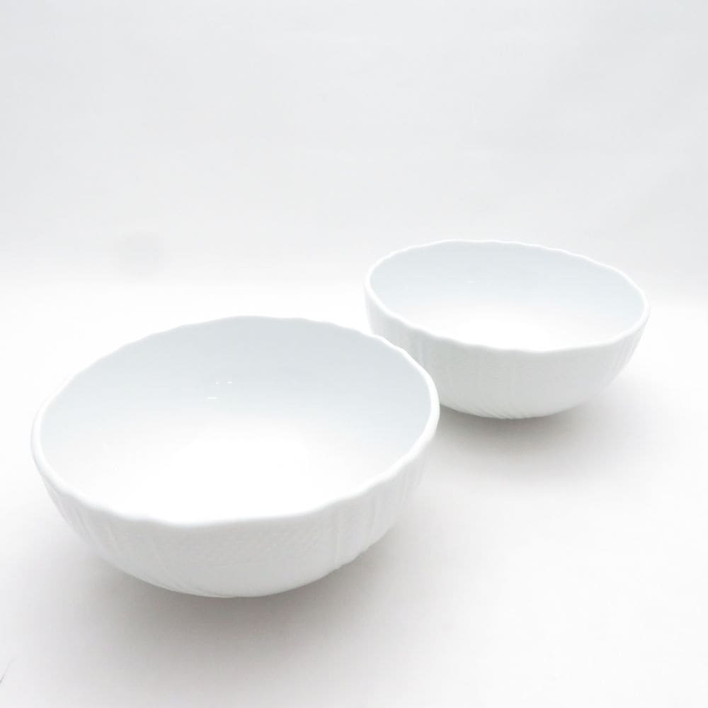 美品 Richard Ginori リチャードジノリ ベッキオホワイト ボウル 2点 ペア 17cm 盛り鉢 深皿 プレート SC11161A2 【中古】