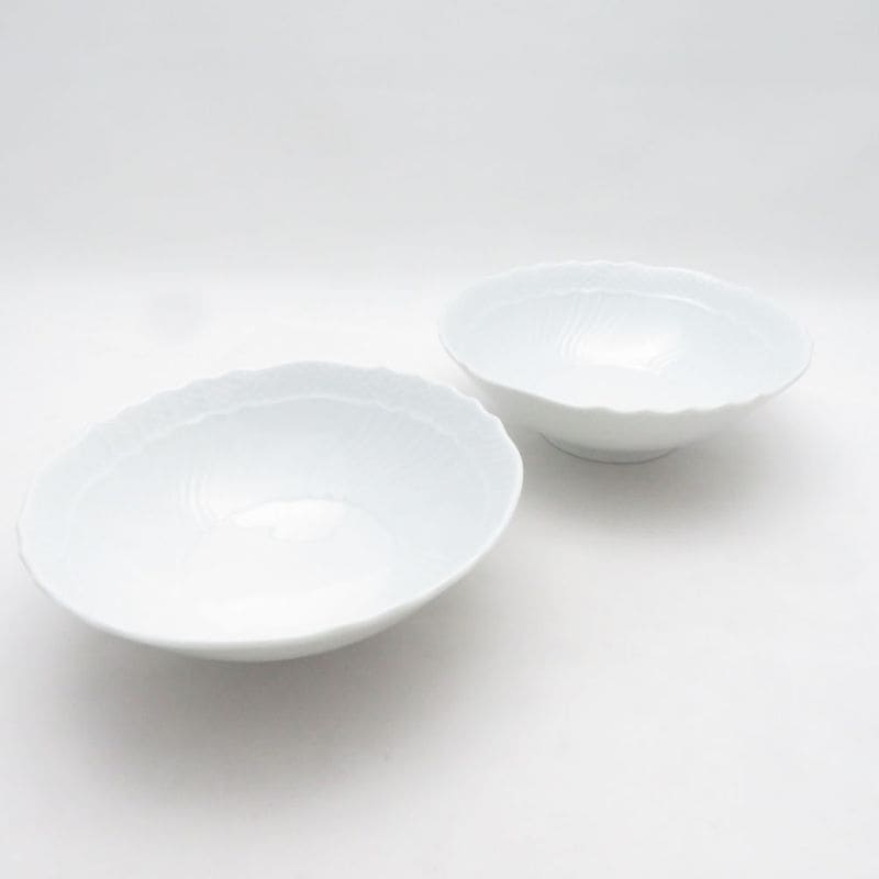 美品 Richard Ginori リチャードジノリ ベッキオホワイト ボウル 2点 ペア 16cm 深皿 ディープ プレート SC11162A2 【中古】