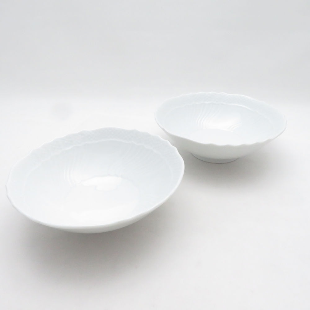 美品 Richard Ginori リチャードジノリ ベッキオホワイト ボウル 2点 ペア 16cm 深皿 ディープ プレート SC11162A2 【中古】