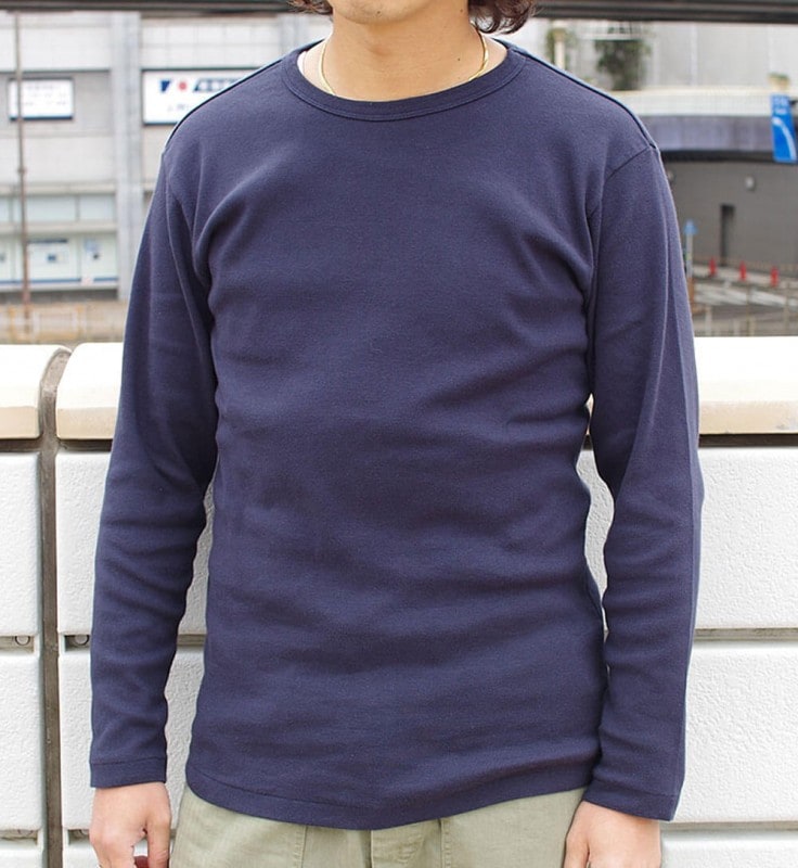 Suvin Rib L/S Tee (NAVY)