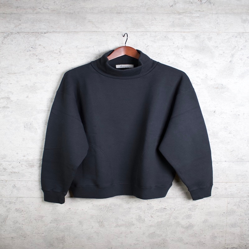 extra long cotton brushed mockneck Sweat(ink black)