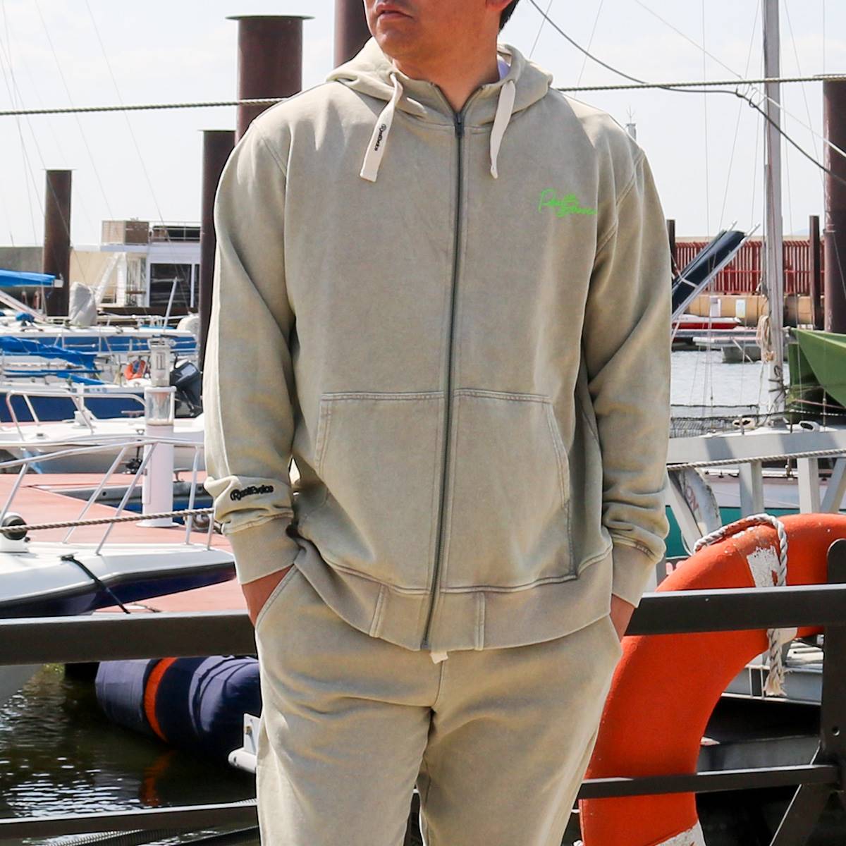 R SPRAY PIGMENT ZIP PARKA