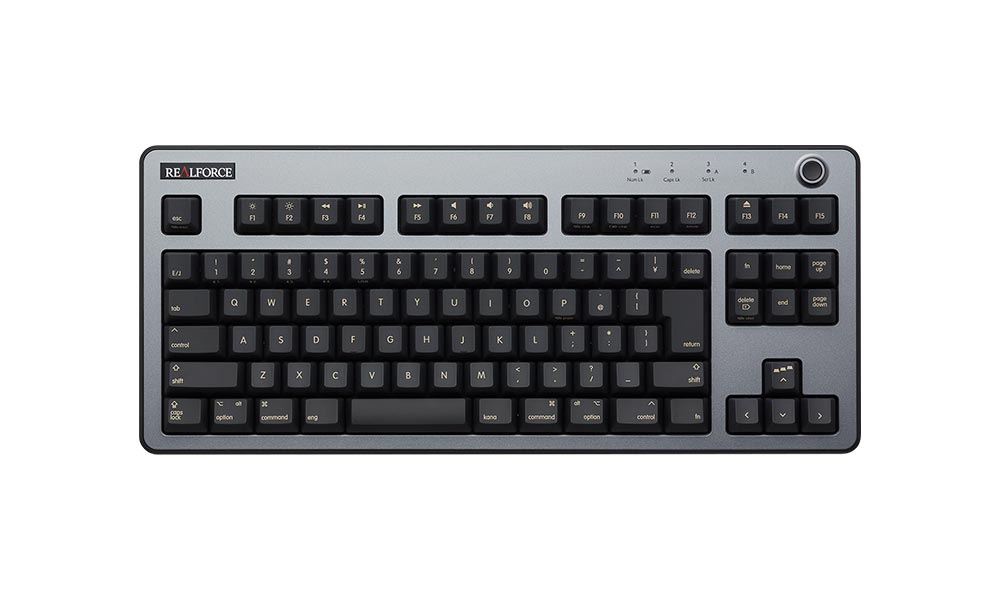 R3HG11/ハイブリッドモデル/テンキーレス/無線&USB/静音/ダークシルバー&ブラック/Mac配列/日本語配列/REALFORCE/R3キーボード-REALFORCE Store