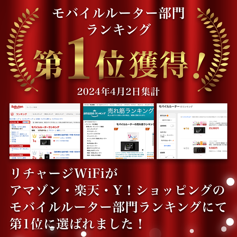 リチャージWiFi MR1 モバイルWi-Fiルーター リチャージWiFi 国内100ギガ付きモデル【MR1】 | 国内海外
