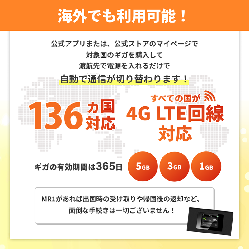 リチャージWiFi 国内100ギガ付きモデル【MR1】 | 国内海外