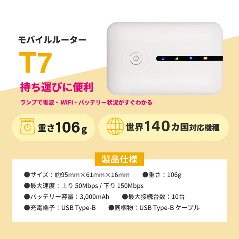 リチャージWiFi 100ギガ/365日【T7】 | 国内海外チャージ対応