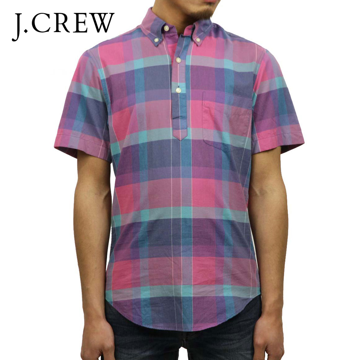 ジェイクルー シャツ メンズ 正規品 J.CREW 半袖シャツ SHORT-SLEEVE POPOVER IN PLAID D20S30 クリスマス プレゼント ラッピング ジェイクルー シャツ メンズ 正規品 J.CREW 半袖シャツ SHORT-SLEEVE