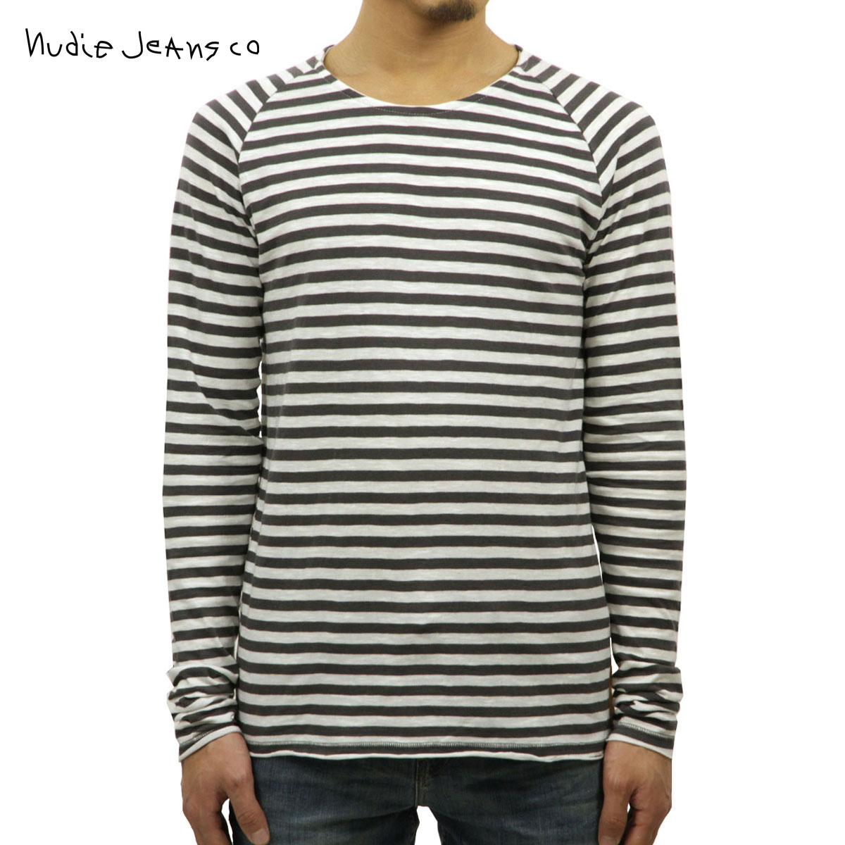 ヌーディージーンズ ロンT メンズ 正規販売店 Nudie Jeans 長袖Tシャツ Otto Raglan Sleeve 131338 4015 W14 White/Grey D15S25 クリスマス プレゼント ラッピング ヌーディージーンズ ロンT メンズ 正規販売店 Nudie Jeans 長袖Tシャツ