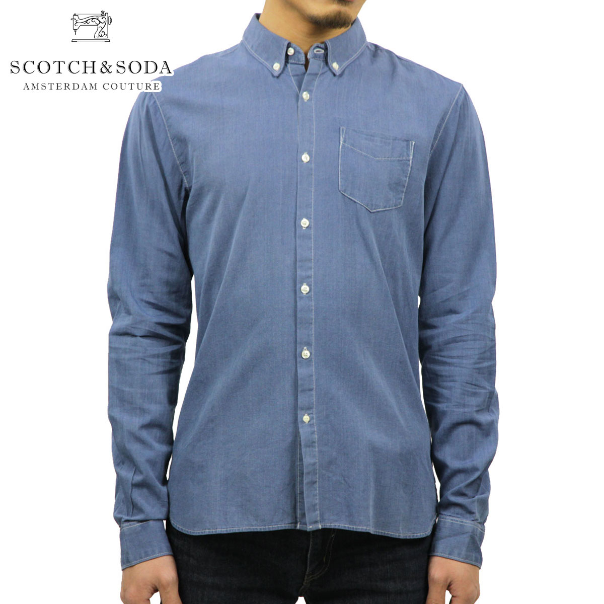 スコッチアンドソーダ シャツ メンズ 正規販売店 SCOTCH＆SODA 長袖シャツ Lightweight denim slim fit dressed shirt 20301 52 D15S25 クリスマス プレゼント ラッピング スコッチアンドソーダ シャツ メンズ 正規販売店 SCOTCH＆SODA 長袖