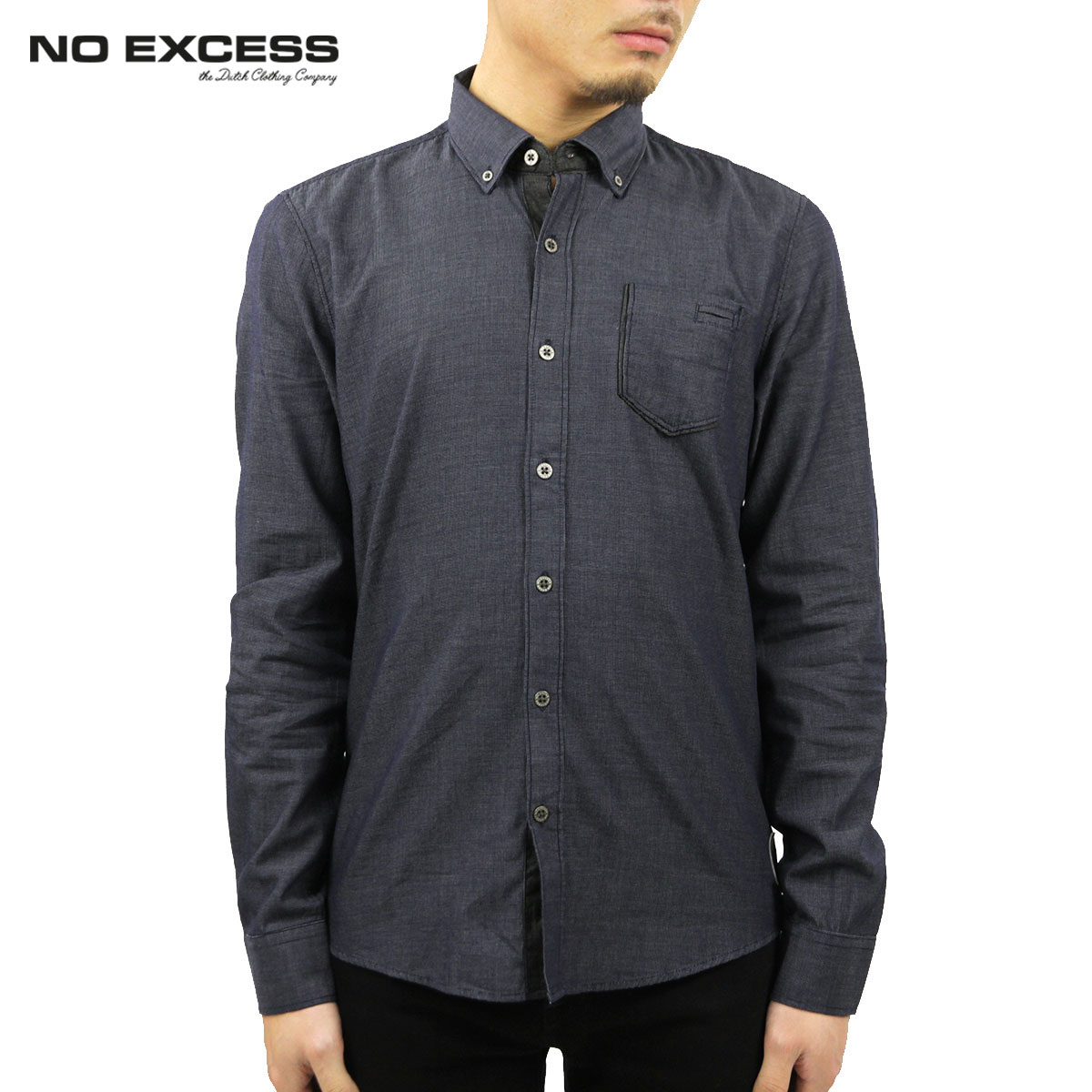 ノーエクセス シャツ メンズ 正規販売店 NO EXCESS 半袖シャツ CLEAN PIN STRIPE SHIRT 410703 78 night D15S25 クリスマス プレゼント ラッピング ノーエクセス シャツ メンズ 正規販売店 NO EXCESS 半袖シャツ CLEAN