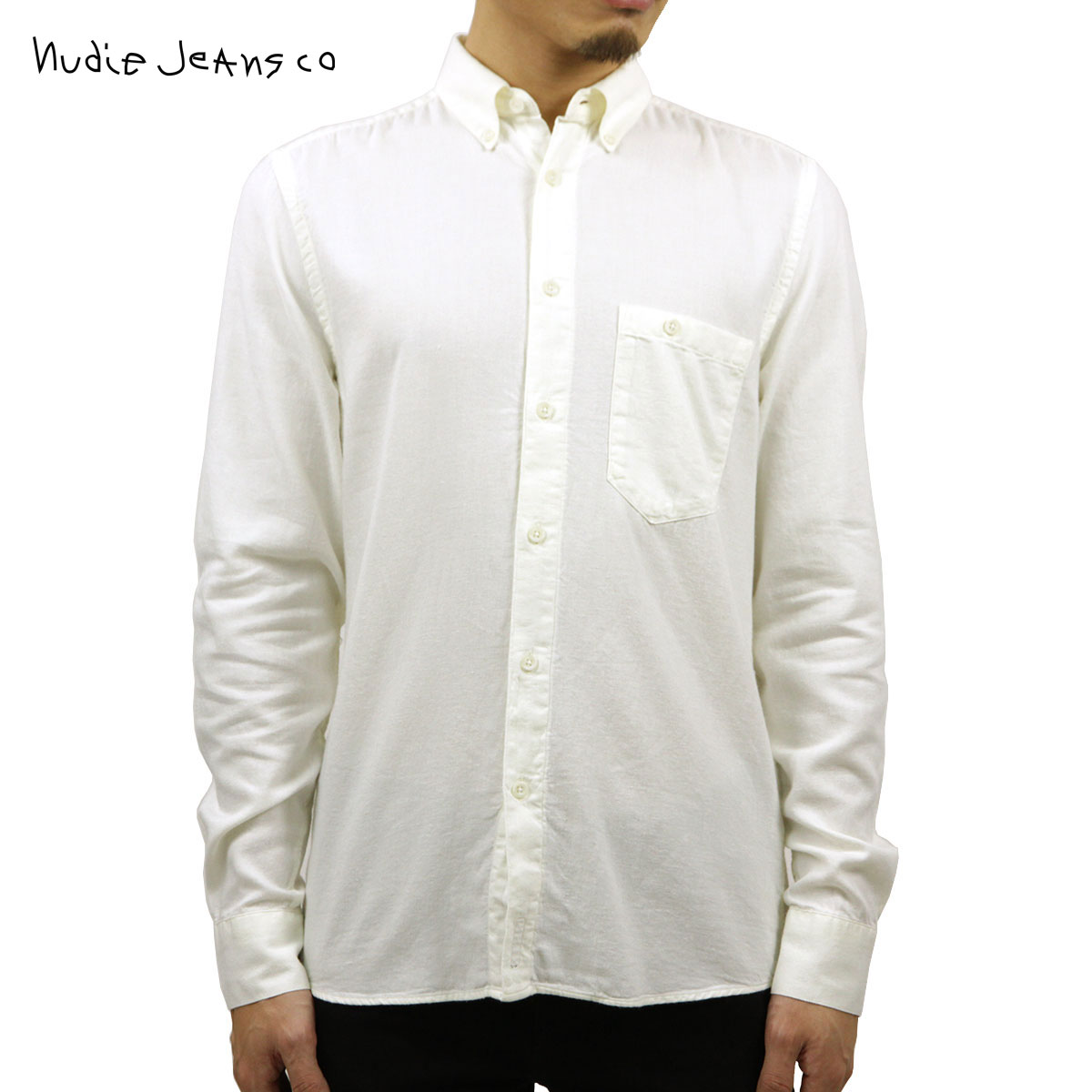 ヌーディージーンズ シャツ メンズ 正規販売店 Nudie Jeans 長袖シャツ Stanley 140377 3025 Offwhite D15S クリスマス プレゼント ラッピング ヌーディージーンズ シャツ メンズ 正規販売店 Nudie Jeans 長袖シャツ