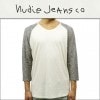 ヌーディージーンズ ロンT メンズ 正規販売店 Nudie Jeans 長袖Tシャツ Quarter Sleeve Tee Offwhite/Black 131407 D15S25|MEN’S TEE
