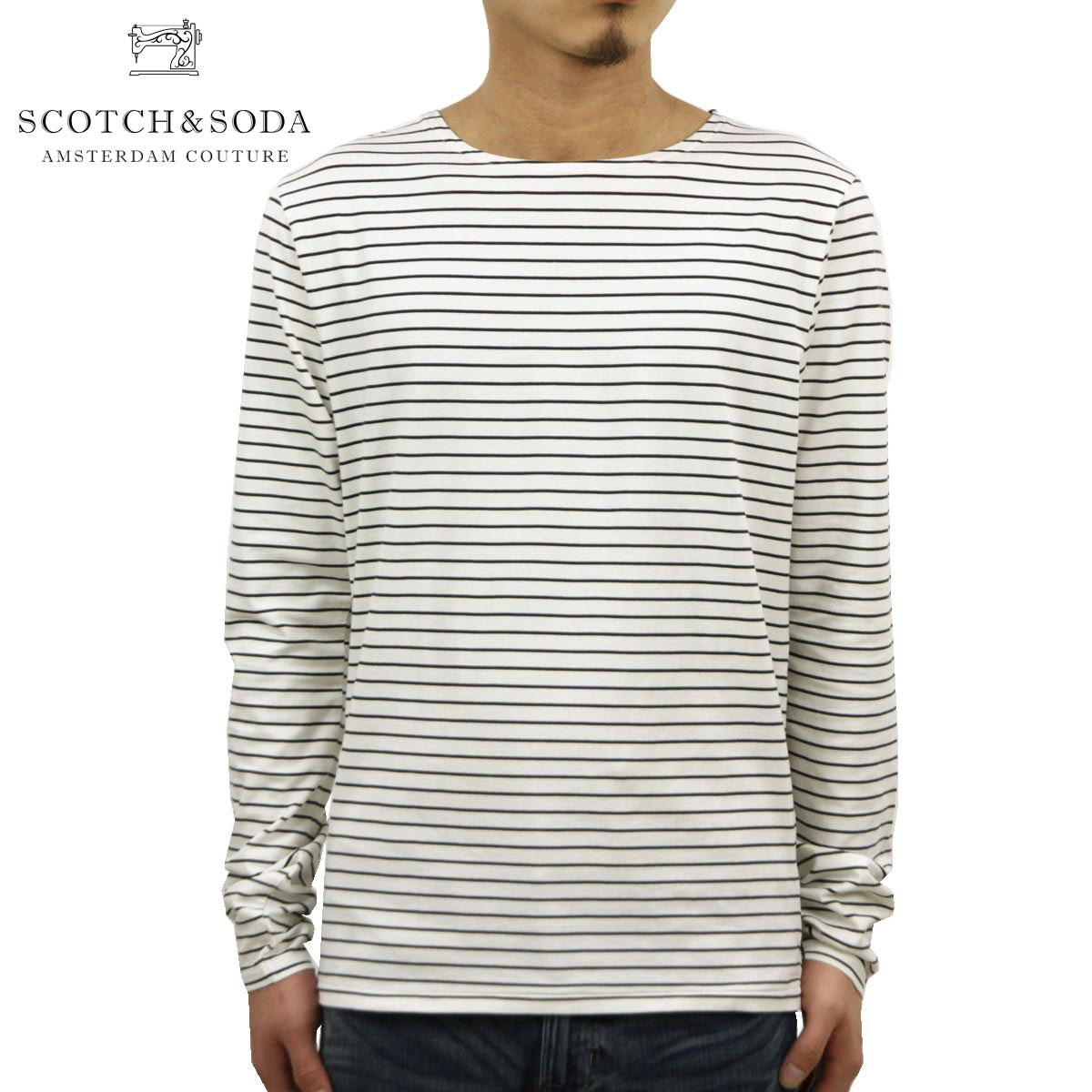 スコッチアンドソーダ ロンT メンズ 正規販売店 SCOTCH＆SODA 長袖Tシャツ Longsleeve boat tee with all-over printed stripe 130819 02 D15S25 クリスマス プレゼント ラッピング スコッチアンドソーダ ロンT メンズ 正規販売店 SCOTCH＆SODA 長袖T