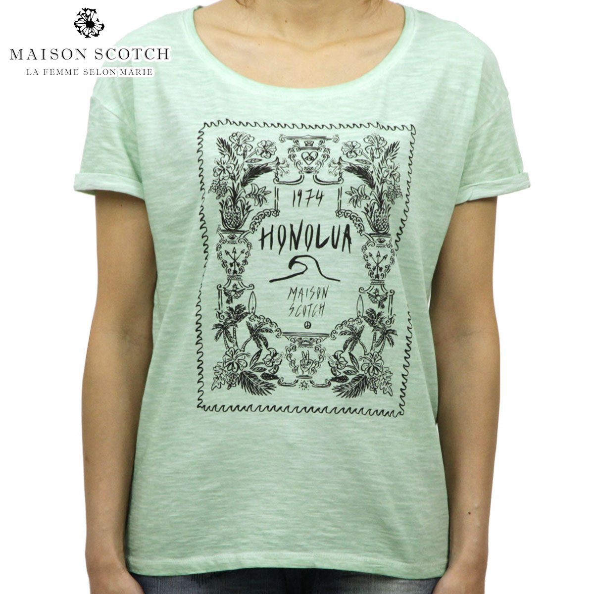 【ポイント10倍 12/13 0:00〜12/19 9:59】 メゾンスコッチ MAISON SCOTCH 正規販売店 レディース 半袖Tシャツ Boxy fit cotton slub tee with surf inspired artworks 131250 A D15S25 クリスマス プレゼント ラッピング メゾンスコッチ MAISON SCOTCH 正規販売店 レディース 半袖Tシャツ