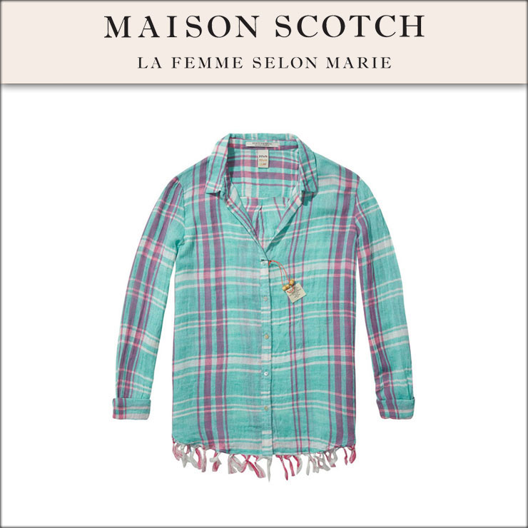 【ポイント10倍 12/13 0:00〜12/19 9:59】 メゾンスコッチ MAISON SCOTCH 正規販売店 レディース 長袖シャツ Lightweight checked shirt with fringed hem 131151 A D15S25 クリスマス プレゼント ラッピング メゾンスコッチ MAISON SCOTCH 正規販売店 レディース 長袖シャツ