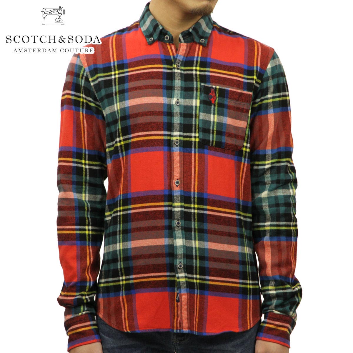 スコッチアンドソーダ シャツ メンズ 正規販売店 SCOTCH＆SODA 長袖シャツ Longsleeve shirt in brushed multicolour check 101420 17 D00S20 クリスマス プレゼント ラッピング スコッチアンドソーダ シャツ メンズ 正規販売店 SCOTCH＆SODA 長袖