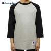 チャンピオン ロンT メンズ 正規品 CHAMPION 長袖Tシャツ RAGLAN TEE T1370 Raglan 3/4 Jersey B48-OXFORDGREY/BLACK D00S20|ME