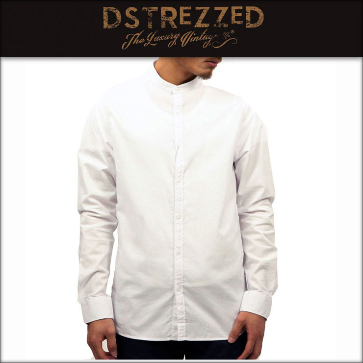 ディストレス シャツ メンズ 正規販売店 DSTREZZED 長袖シャツ BAND COLLAR OXFORD SHIRT WHITE 303084 1 D00S15 クリスマス プレゼント ラッピング ディストレス シャツ メンズ 正規販売店 DSTREZZED 長袖シャツ BAND