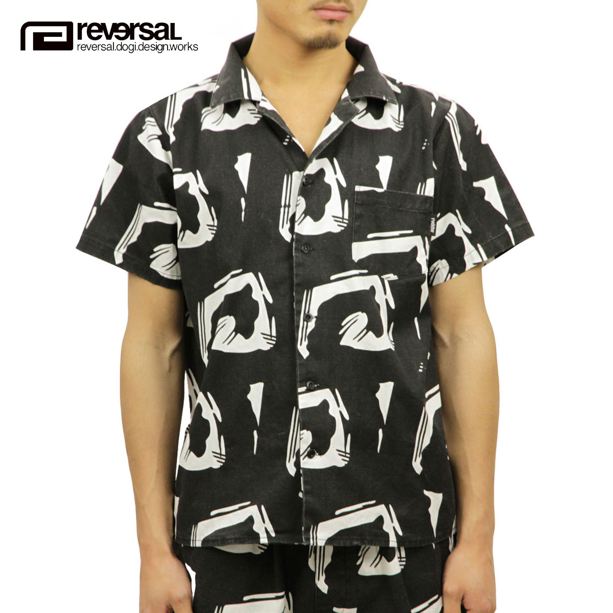 リバーサル REVERSAL rvddw 正規販売店 メンズ 半袖 アロハシャツ EDO BIG MARK SHIRTS rv18ss033 BLACK クリスマス プレゼント ラッピング リバーサル REVERSAL 正規販売店 メンズ 半袖 アロハシャツ EDO BIG