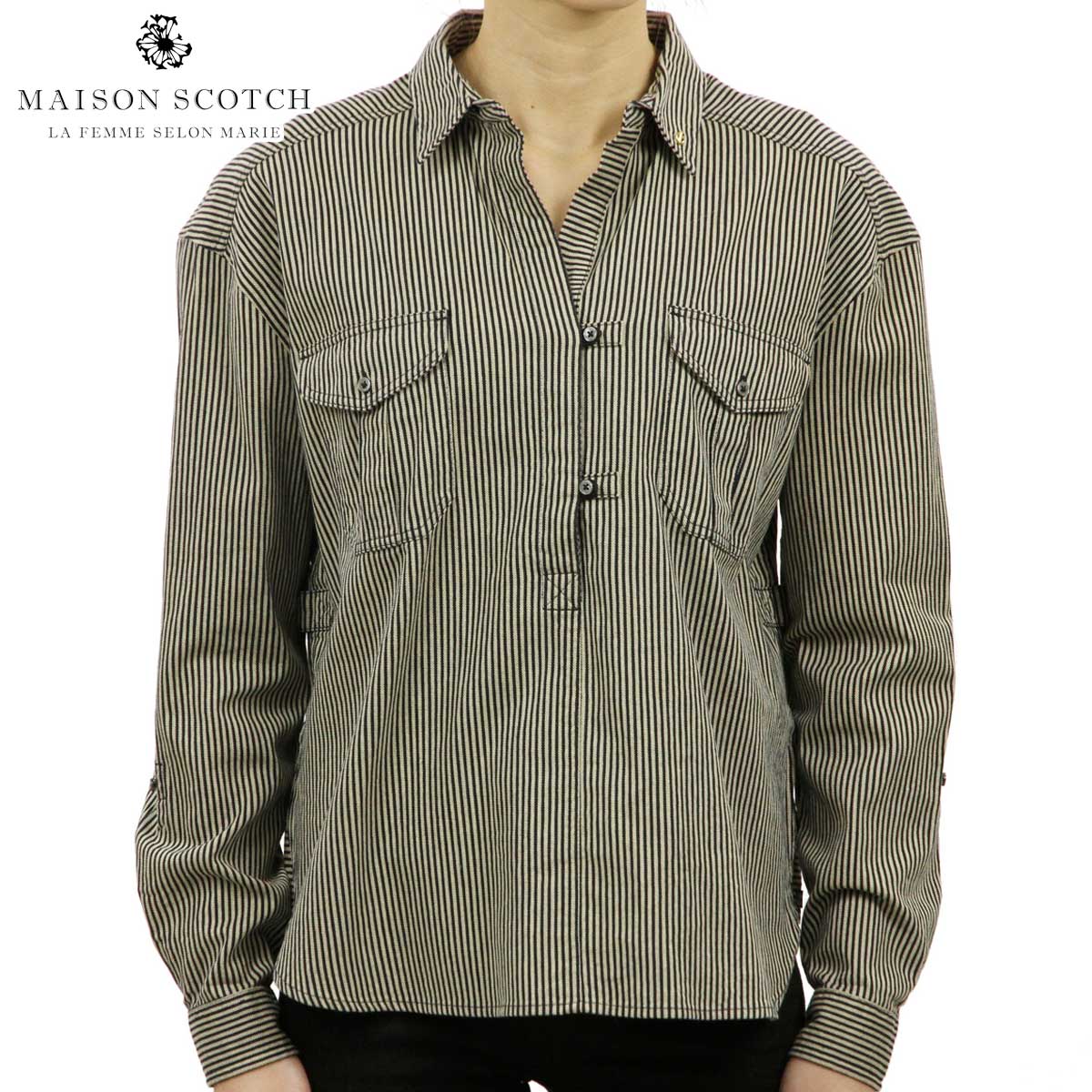 20%OFFクーポンセール 【利用期間 12/13 0:00〜12/19 9:59】 メゾンスコッチ MAISON SCOTCH 正規販売店 レディース 長袖シャツ GARMENT DYED TOP WITH ARMY DETAILING 141406 17 51808 COMBO A D クリスマス プレゼント ラッピング メゾンスコッチ MAISON SCOTCH 正規販売店 レディース 長袖シャツ