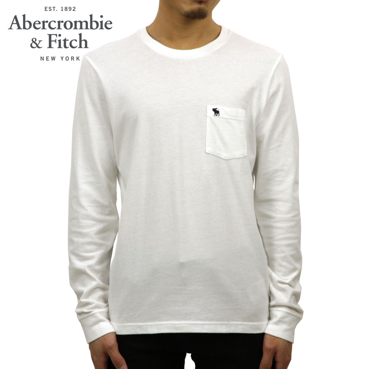 アバクロ ロンt メンズ 正規品 Abercrombie Fitch 長袖tシャツ クルーネックtシャツ Long Sleeve Icon Pocket Tee 124 236 1847 100 Abercrombie Fitch アバクロ Recollection レコレクション Online Shop