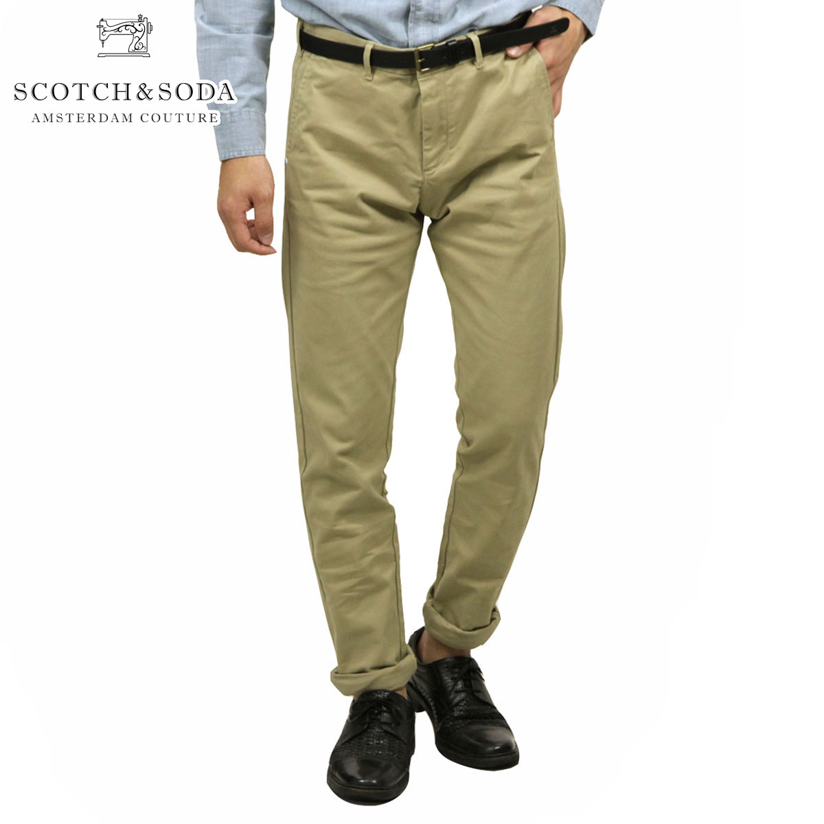 スコッチアンドソーダ チノパン メンズ 正規販売店 SCOTCH＆SODA ボトムス STUART IN PEACHED TWILL WITH BELT 144972 43 61500 SUNSET YELLOW D クリスマス プレゼント ラッピング スコッチアンドソーダ チノパン メンズ 正規販売店 SCOTCH＆SODA