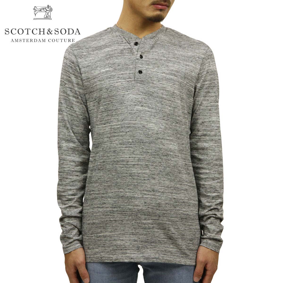 スコッチアンドソーダ Tシャツ ロンT メンズ 正規販売店 SCOTCH＆SODA 長袖Tシャツ ヘンリーネックTシャツ CLASSIC LONGSLEEVE GRANDDAD HENRY TEE GREY MELANGE 152253 83402 05 クリスマス プレゼント ラッピング スコッチアンドソーダ Tシャツ ロンT メンズ 正規販売店 SCOTCH＆SODA