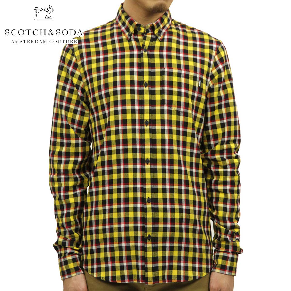 スコッチアンドソーダ シャツ メンズ 正規販売店 SCOTCH＆SODA 長袖シャツ ボタンダウンシャツ チェック柄 3D STRUCTURE DENIM CHECK SHIRT COMBO C 150487 81403 49 D クリスマス プレゼント ラッピング スコッチアンドソーダ シャツ メンズ 正規販売店 SCOTCH＆SODA 長袖