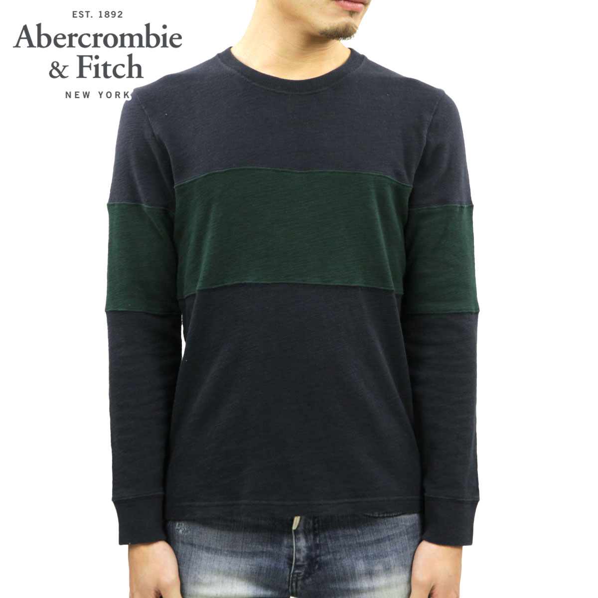 アバクロ ロンT メンズ 正規品 Abercrombie＆Fitch 長袖Tシャツ クルー 