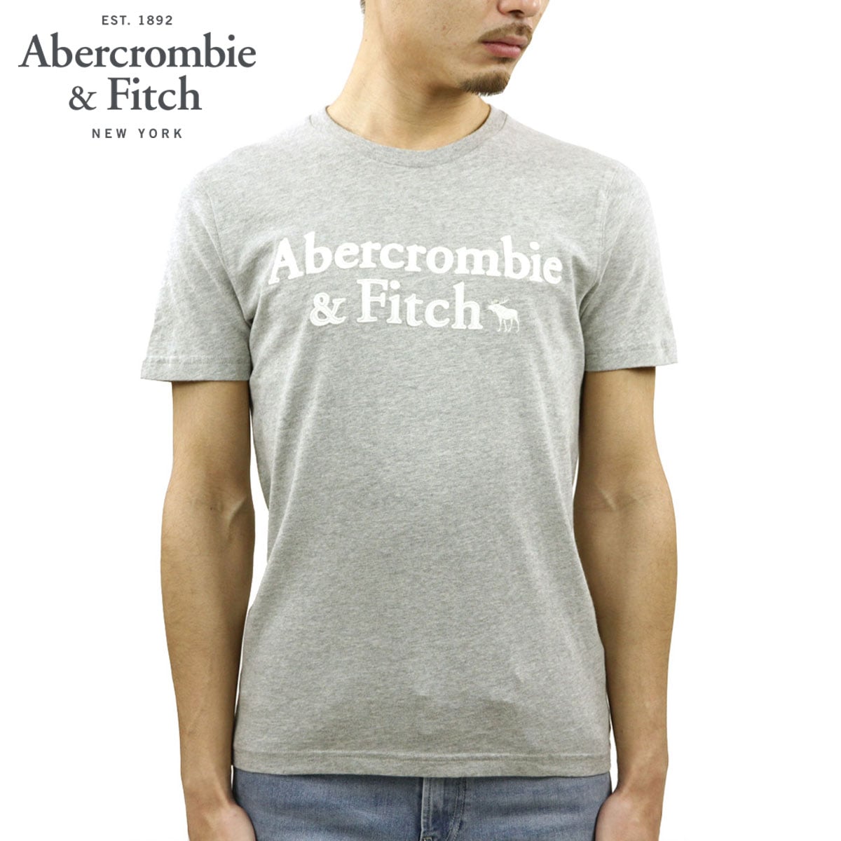 アバクロ Tシャツ 正規品 Abercrombie＆Fitch 半袖Tシャツ ロゴTシャツ SHORT-SLEEVE APPLIQUE