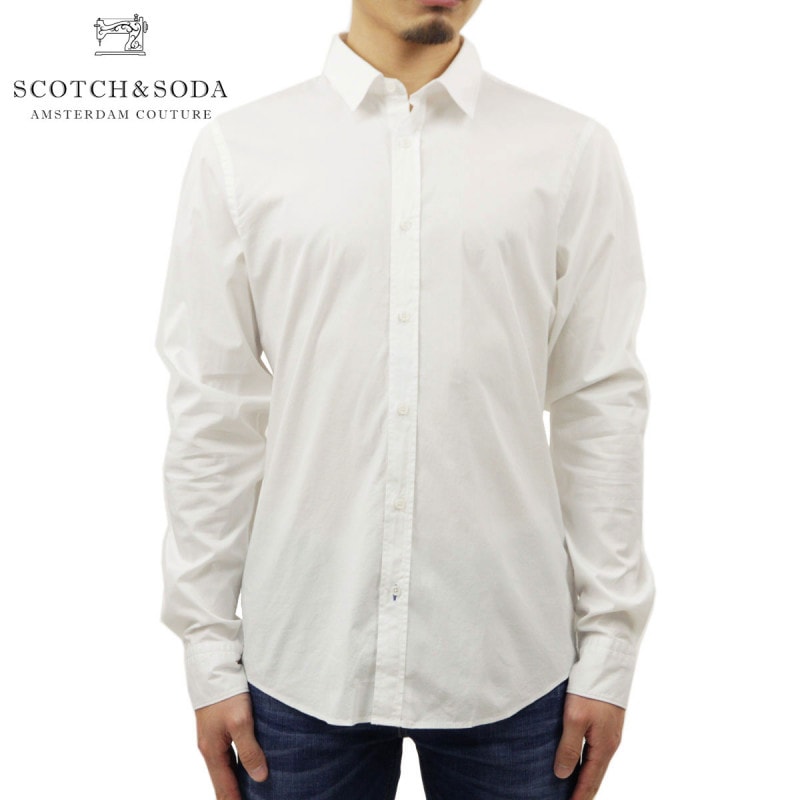 スコッチアンドソーダ シャツ メンズ 正規販売店 Scotch Soda ワイシャツ 長袖シャツ ドレスシャツ Basic Organic Cotton Elastane Slim Fit Shirts 0006 00 White A39b B1c C1d D6e E01f Scotch Soda スコッチアンドソーダ Men S Shirt
