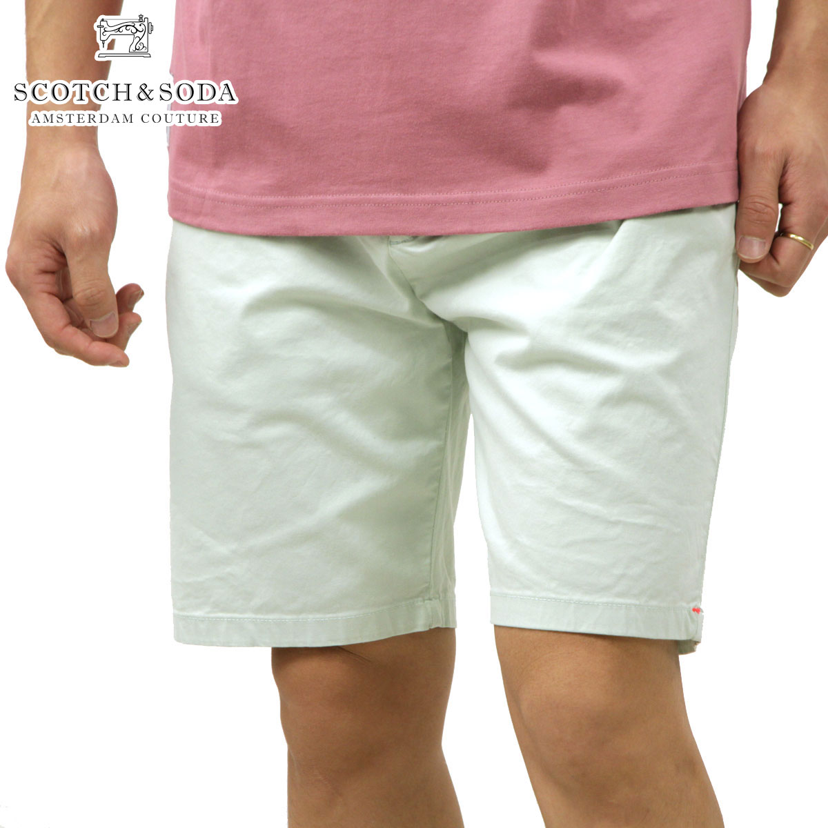 スコッチアンドソーダ ボトムス メンズ 正規販売店 SCOTCH＆SODA ショートパンツ ガーメントダイ STUART GARMENT-DYED PIMA COTTON-BLEND CHINO SHORT PANTS 165959 0108 52504 50 MINT クリスマス プレゼント ラッピング スコッチアンドソーダ ボトムス メンズ 正規販売店 SCOTCH＆SODA