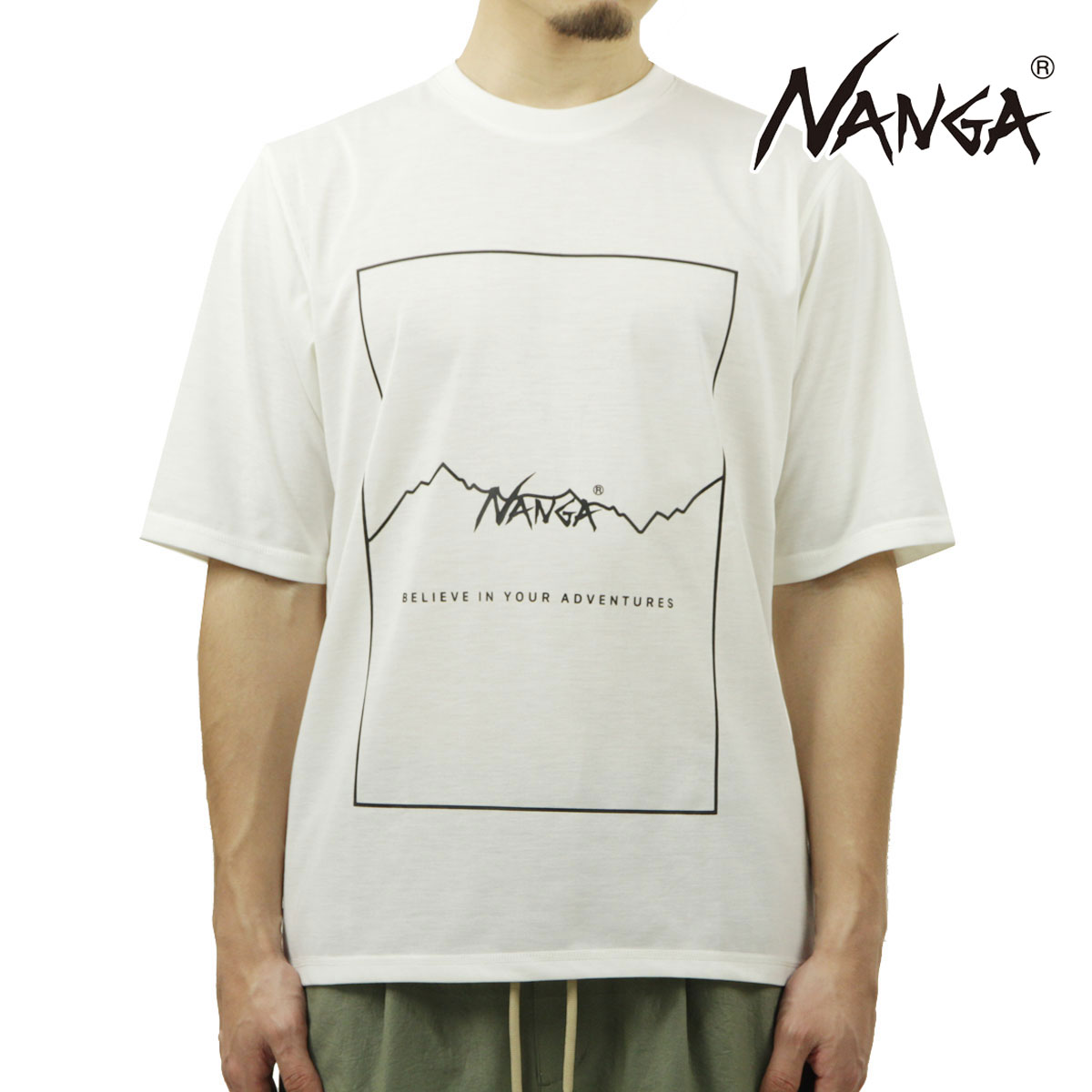 ナンガ メンズ 半袖Tシャツ 正規販売店 NANGA ポリエステル フレーム 