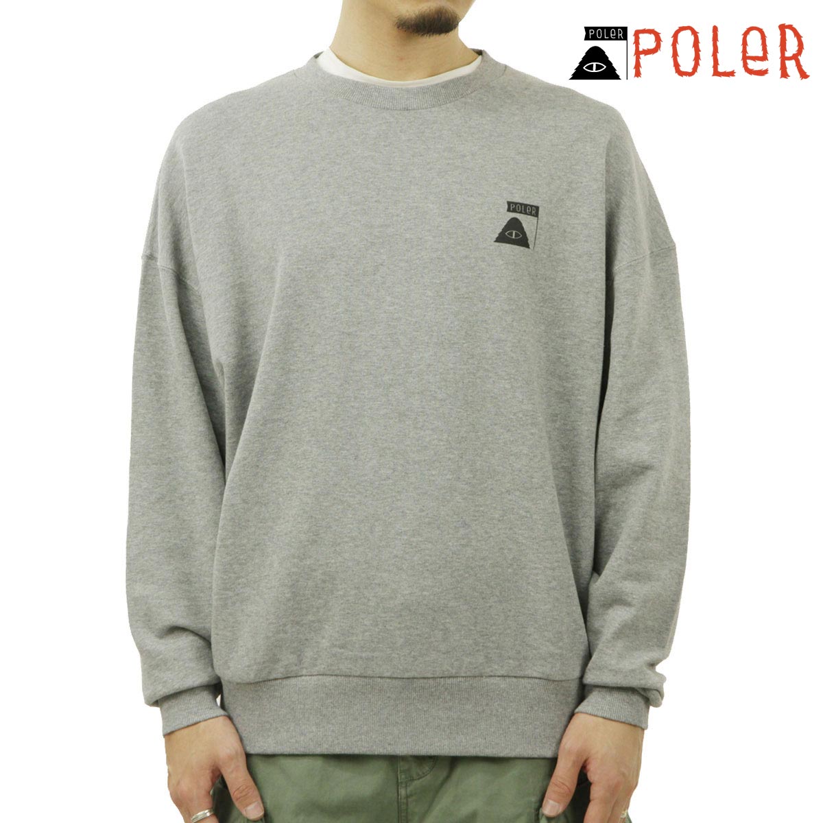 ポーラー メンズ スウェット 正規販売店 POLER ロゴ クルーネック 