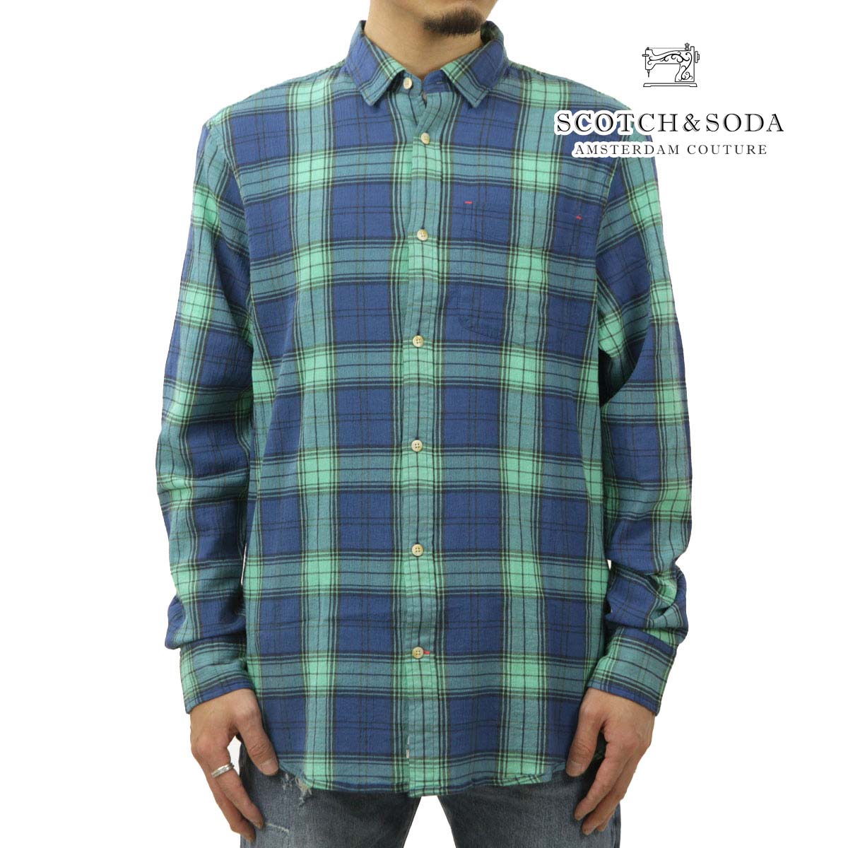 スコッチアンドソーダ メンズ チェックシャツ 正規販売店 SCOTCH＆SODA ボタンダウン 長袖シャツ REGULAR-FIT CHECKED SEERSUCKER VOILE SHIRTS COMBO A 169728 0217 71415 59 クリスマス プレゼント ラッピング スコッチアンドソーダ メンズ チェックシャツ 正規販売店 SCOTCH＆SODA