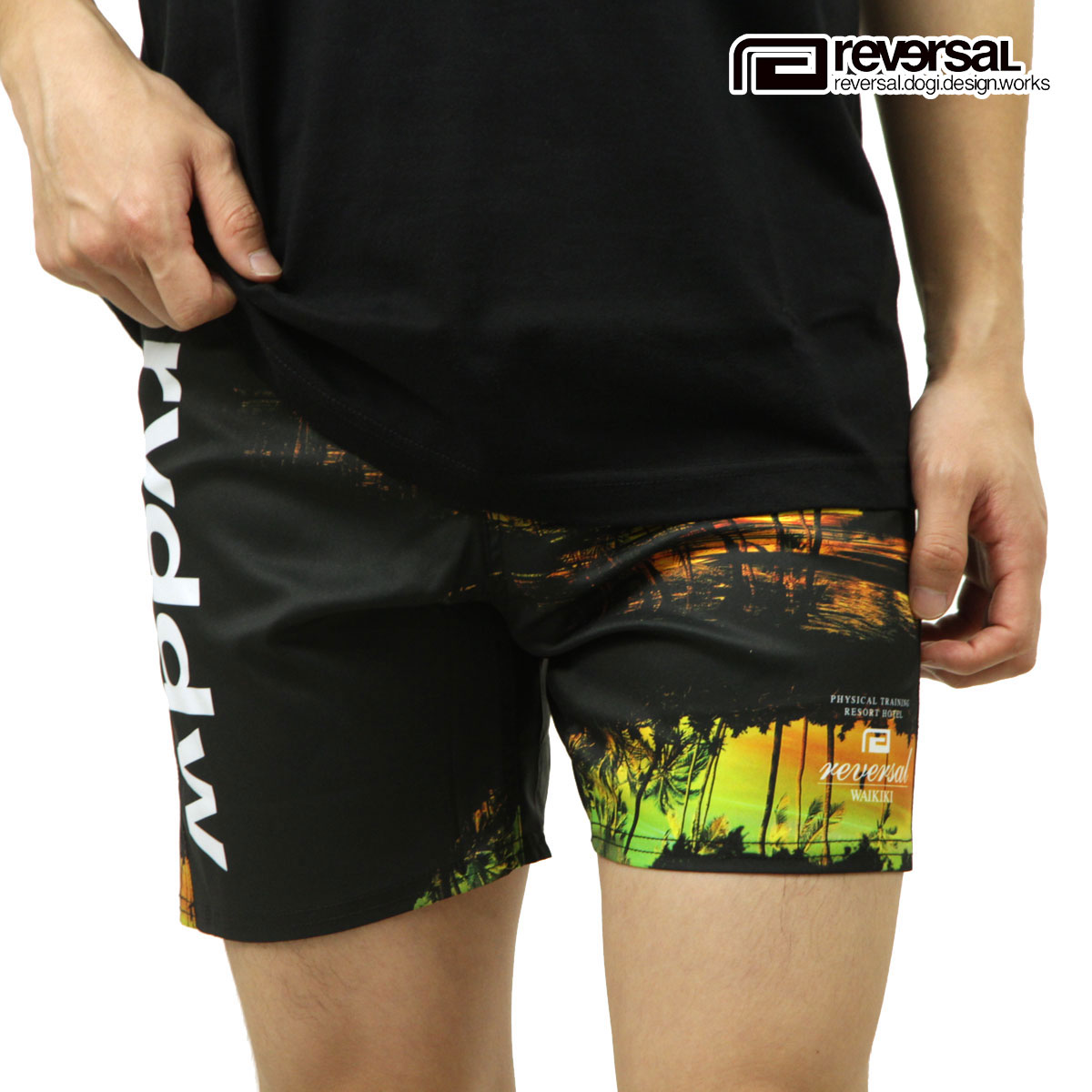 reversal キックショートパンツ M 黒 REVERSAL リバーサル 送料込 22秋冬 サイドスリット ファイトショーツ