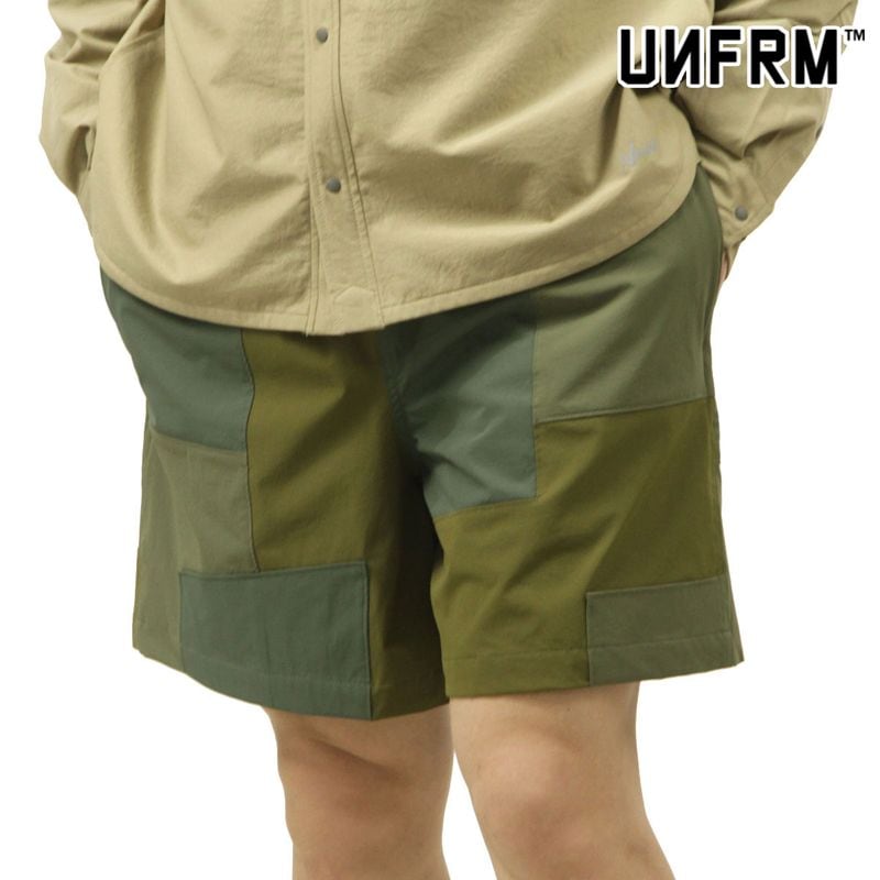 ˥ե ȥɥ   硼ȥѥ Ź UNFRM OUTDOOR STANDARD ѥå Хѥ 2WAY STRETCH PATCHWORK BAGGY SHORT PANTS 7696-OP OLIVE PATCHWORK