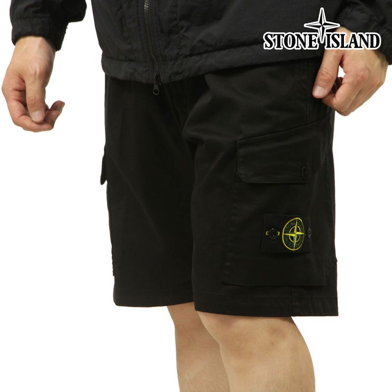 ȡ󥢥  硼ȥѥ  STONE ISLAND ϡեѥ ܥȥॹ STONE ISLAND STRETCH COTTON REGULAR-FIT CARGO BERMUDA SHORT PANTS K1S15 L100L03 S0012 V0029 BLACK AB4B B1C C2D D4E E13F