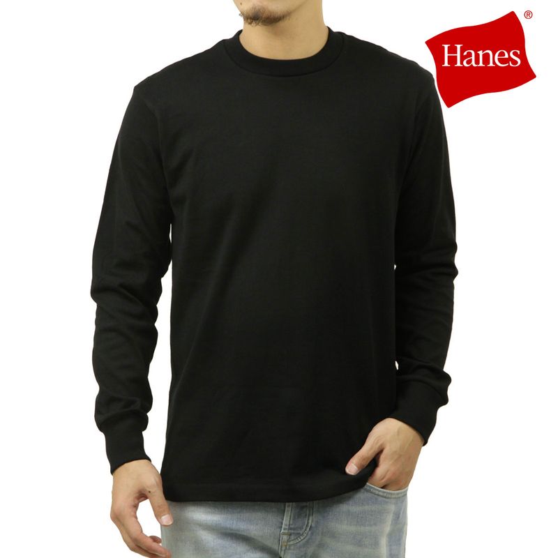 إ  ĹµT Ź Hanes 롼ͥå  ̵ HANES KURO LONG SLEEVE THE BEST OF BLACK T-SHIRTS 1P HM4-C201 090 BLACK
